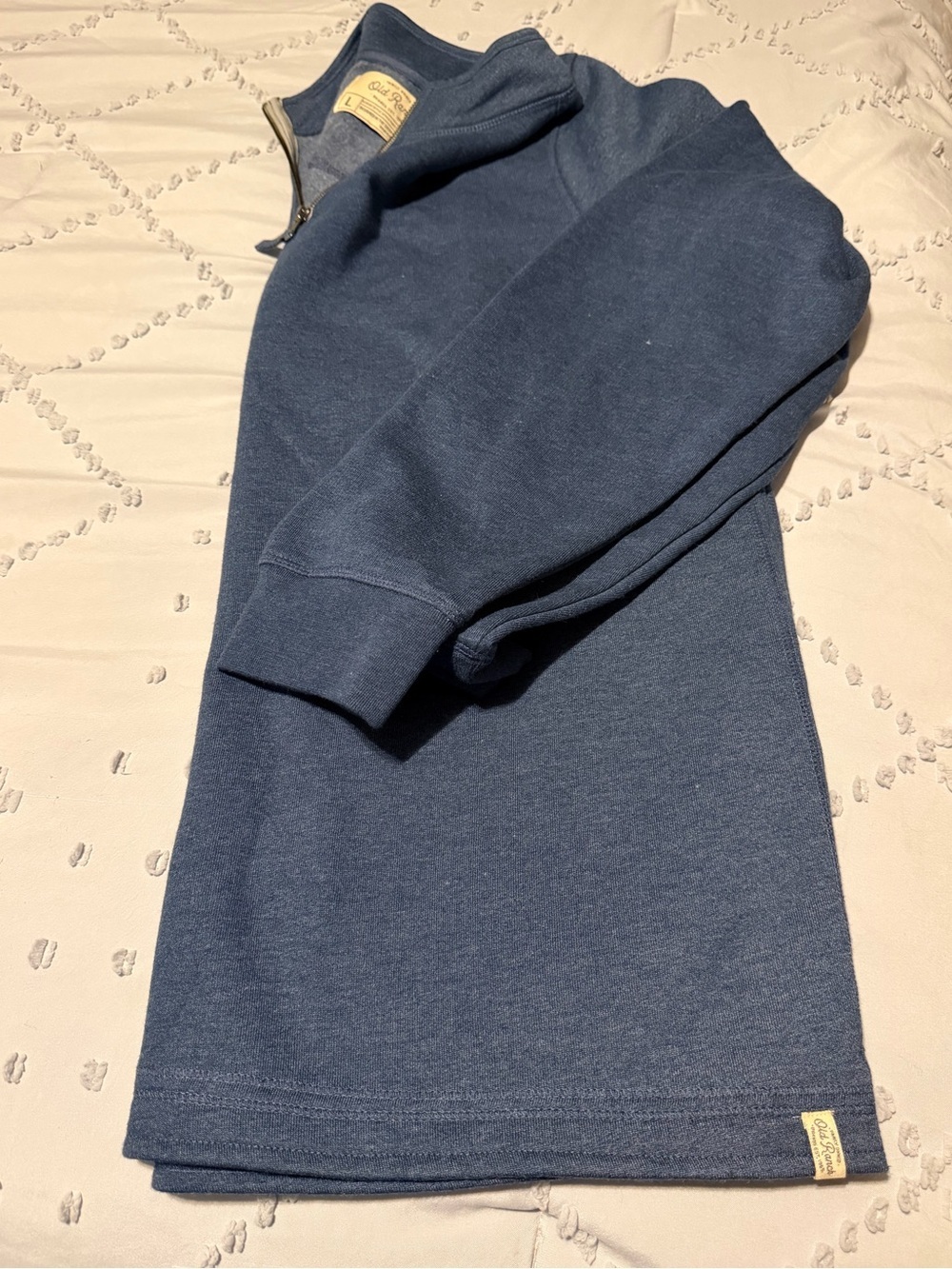 OLD RANCH BRANDS Blue Conall 1/4 Zip Pullover Fleece Sweater Organic Cotton L